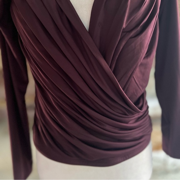 Express Body Contour Plum Crop Ruched Knit Top L - Picture 4 of 9